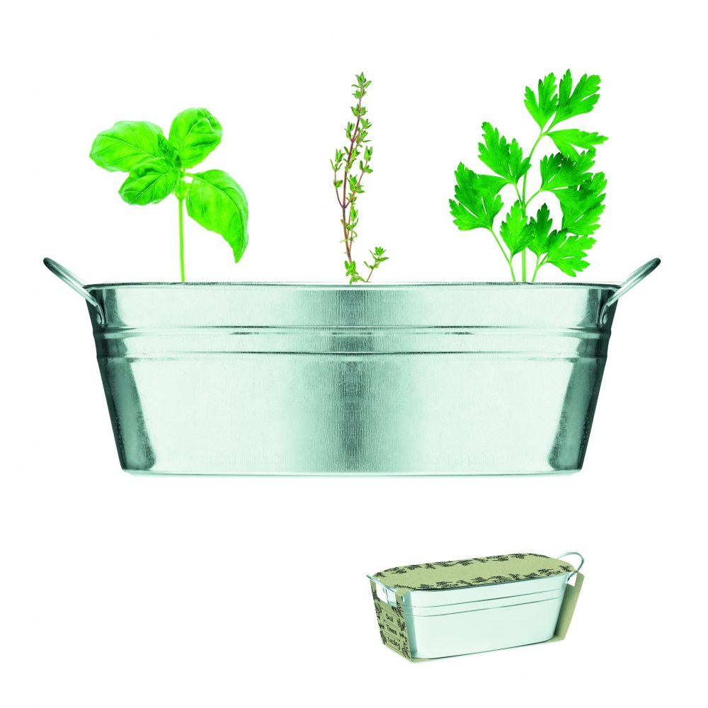Logo trade promotional gifts image of: Zinc tub with 3 herbs seeds