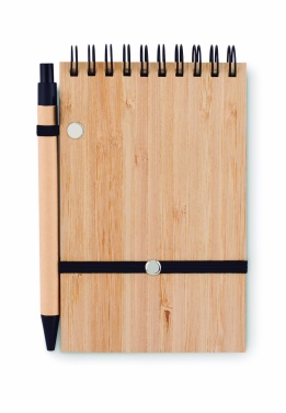Logo trade promotional gift photo of: A6 bamboo notepad with pen SONORABAM