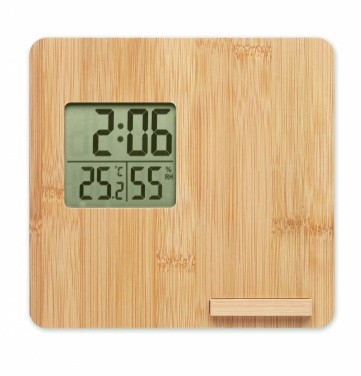 Logo trade promotional giveaways image of: Bamboo weather station 10W