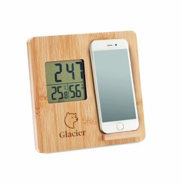 Logo trade corporate gifts image of: Bamboo weather station 10W