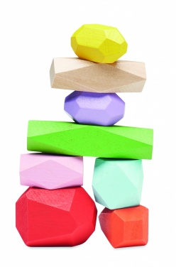 Logo trade business gifts image of: 8 stacking wood rocks in pouch