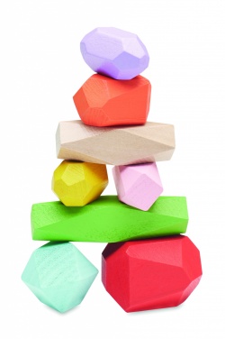 Logo trade promotional merchandise photo of: 8 stacking wood rocks in pouch