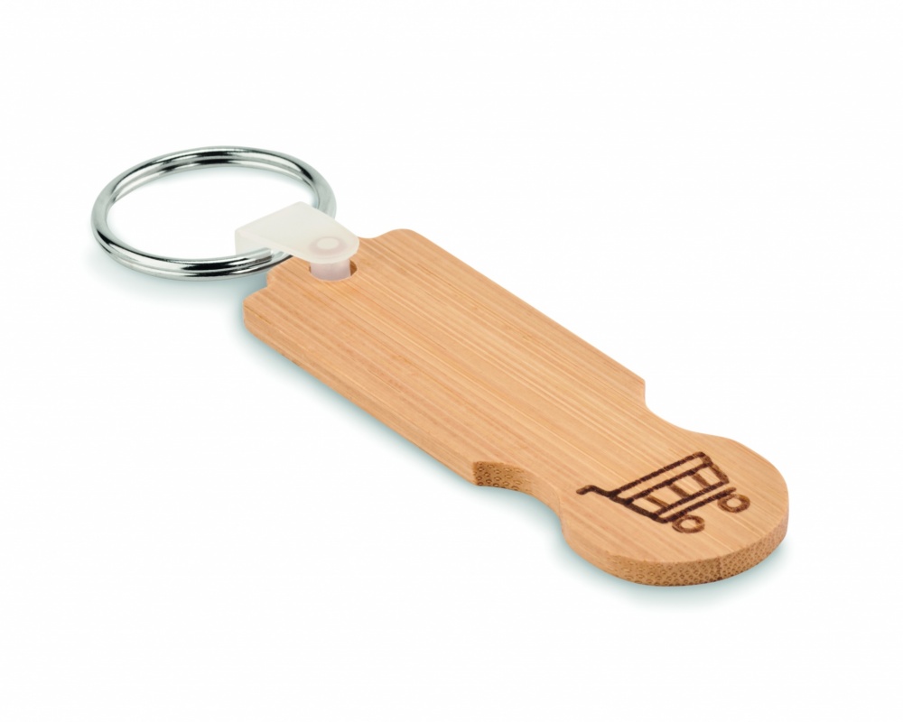 Logotrade corporate gift picture of: Bamboo euro token key ring Rauma