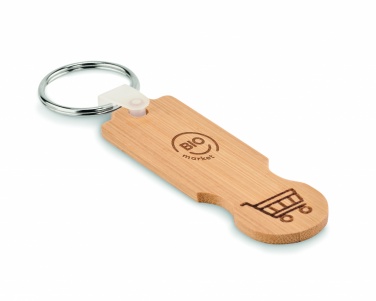 Logotrade corporate gift image of: Bamboo euro token key ring Rauma
