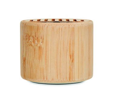 Logo trade promotional products image of: Round bamboo wireless speaker