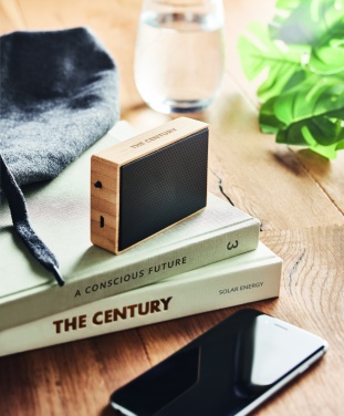 Logotrade advertising products photo of: Solar bamboo wireless speaker