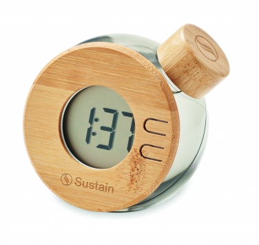 Logo trade corporate gifts image of: Water powered bamboo LCD clock