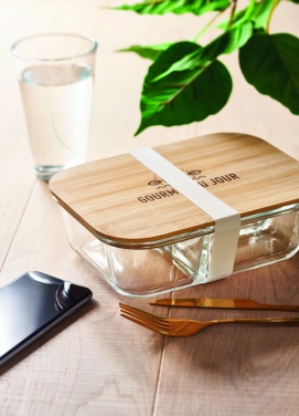 Logo trade promotional products image of: Glass lunch box with bamboo lid