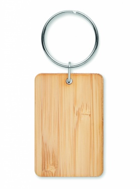 Logo trade promotional products picture of: Rectangular bamboo key ring Riihimäki