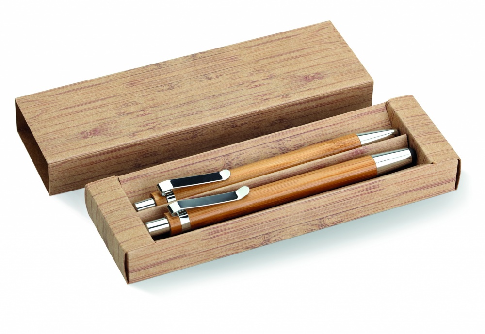 Logotrade corporate gift picture of: Bamboo pen and pencil set