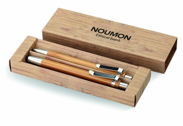 Logo trade promotional giveaways picture of: Bamboo pen and pencil set