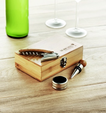Logo trade promotional items picture of: Wine set in bamboo box