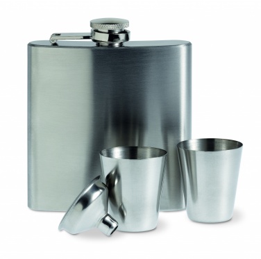 Logotrade advertising product image of: Slim hip flask w 2 cups set