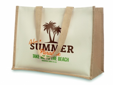 Logo trade promotional gifts image of: Jute and canvas shopping bag