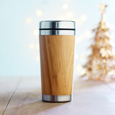 Logo trade promotional merchandise image of: Double wall bamboo flask 430ml
