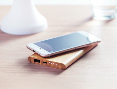 Logotrade promotional merchandise photo of: Wireless power bank in bamboo 6000mAh ARENA