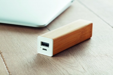 Logo trade promotional products picture of: Power bank bamboo 2200 mAh POWERBAM