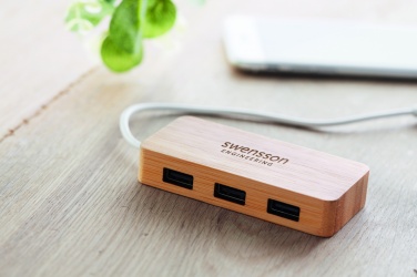 Logo trade promotional gift photo of: Bamboo USB 3 ports hub