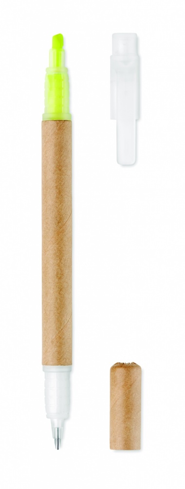 Logotrade promotional product picture of: 2 in 1 carton pen highlighter