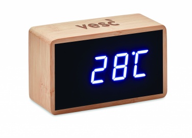 Logo trade promotional merchandise image of: LED alarm clock bamboo casing Düsseldorf