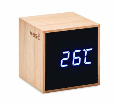 Logo trade promotional product photo of: LED alarm clock bamboo casing Dortmund