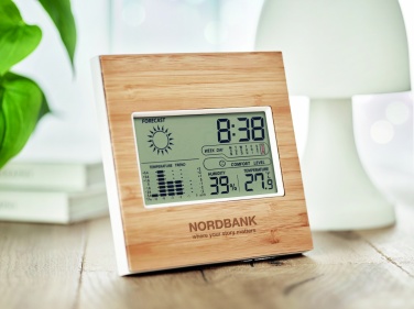 Logotrade promotional products photo of: Weather station bamboo front TURKU