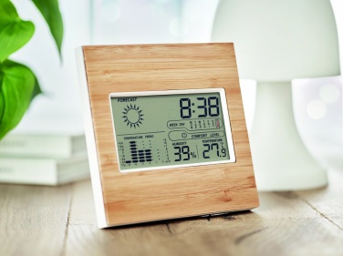 Logotrade promotional product image of: Weather station bamboo front TURKU