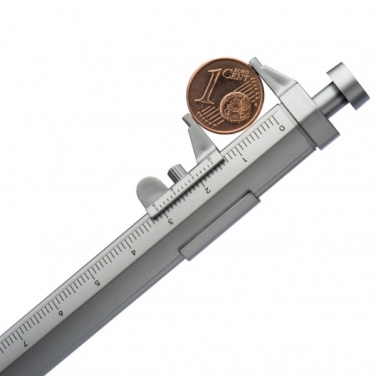 Logotrade promotional product image of: Plastic ballpen with sliding calliper PRESCOT