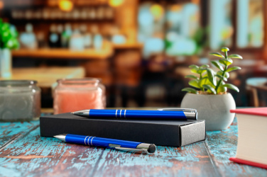 Logo trade promotional giveaways image of: Metal writing set CLAREMONT