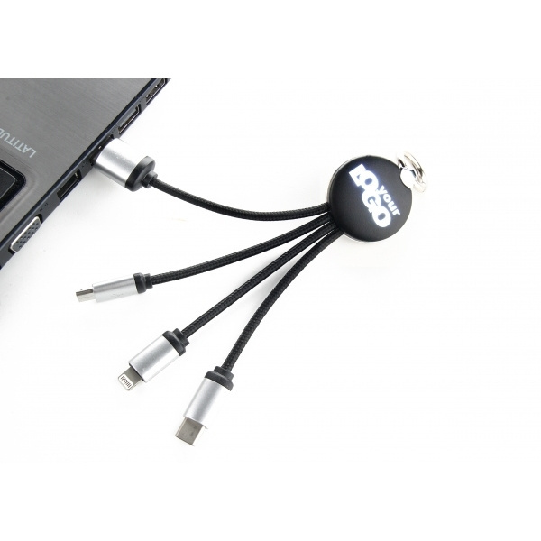 Logotrade promotional giveaway image of: 3in1 cable with enlighted logo for engraving, RXD-368