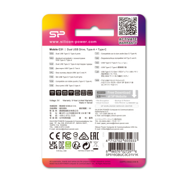 Logotrade promotional items photo of: Pendrive USB/type - C Silicon Power Mobile C31 3.0 OTG