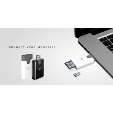 Logo trade business gifts image of: MicroSD and SD card reader Silicon Power Combo 3.1