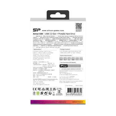 Logo trade promotional merchandise picture of: Hard Disc Silicon Power Armor A30 1TB