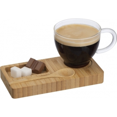 Logotrade advertising product image of: Tray with cup and spoon FORMOSA 150 ml