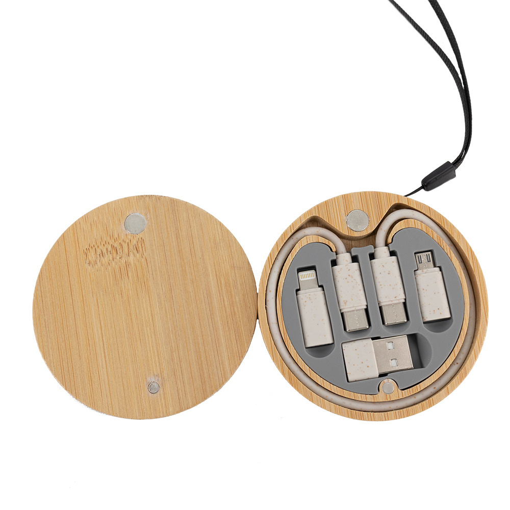 Logotrade corporate gifts photo of: 4in1 cable in wooden case, LH-ZM01