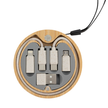 Logo trade advertising product photo of: 4in1 cable in wooden case, LH-ZM01