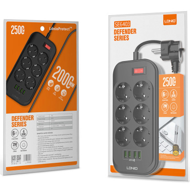 Logotrade promotional product image of: Power strip with USB ports