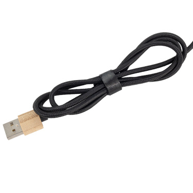 Logotrade business gift image of: 3-in-1 cable with elighted logo in a wooden casing, LH-ZMU06