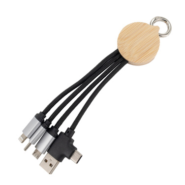 Logotrade business gifts photo of: 4-in-1 cable with elighted logo in a wooden casing, LH-ZMU05