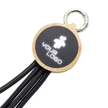 Logotrade promotional giveaways photo of: 4-in-1 cable with elighted logo in a wooden casing, LH-ZMU05
