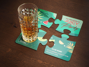 Logo trade promotional gift photo of: Set of 4 PUZZLE glass coasters 1835117