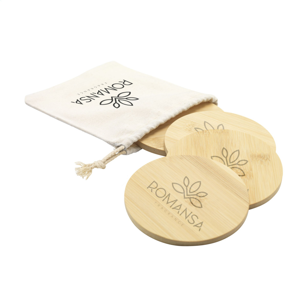 Logo trade promotional merchandise photo of: Bamboo Coaster Set