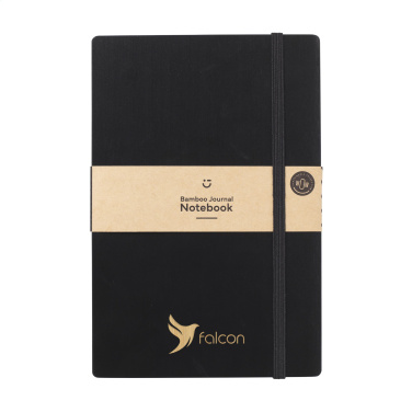 Logo trade business gift photo of: Bamboo Journal Naked Spine Paper Notebook Black A5