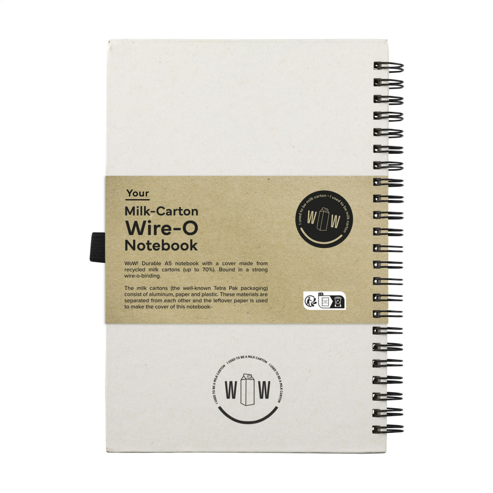 Logo trade promotional merchandise photo of: Milk-Carton Wire-O Paper Notebook A5