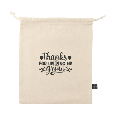 Logo trade promotional merchandise image of: Gift Pouch Natural GRS Recycled Cotton (150 g/m²) M