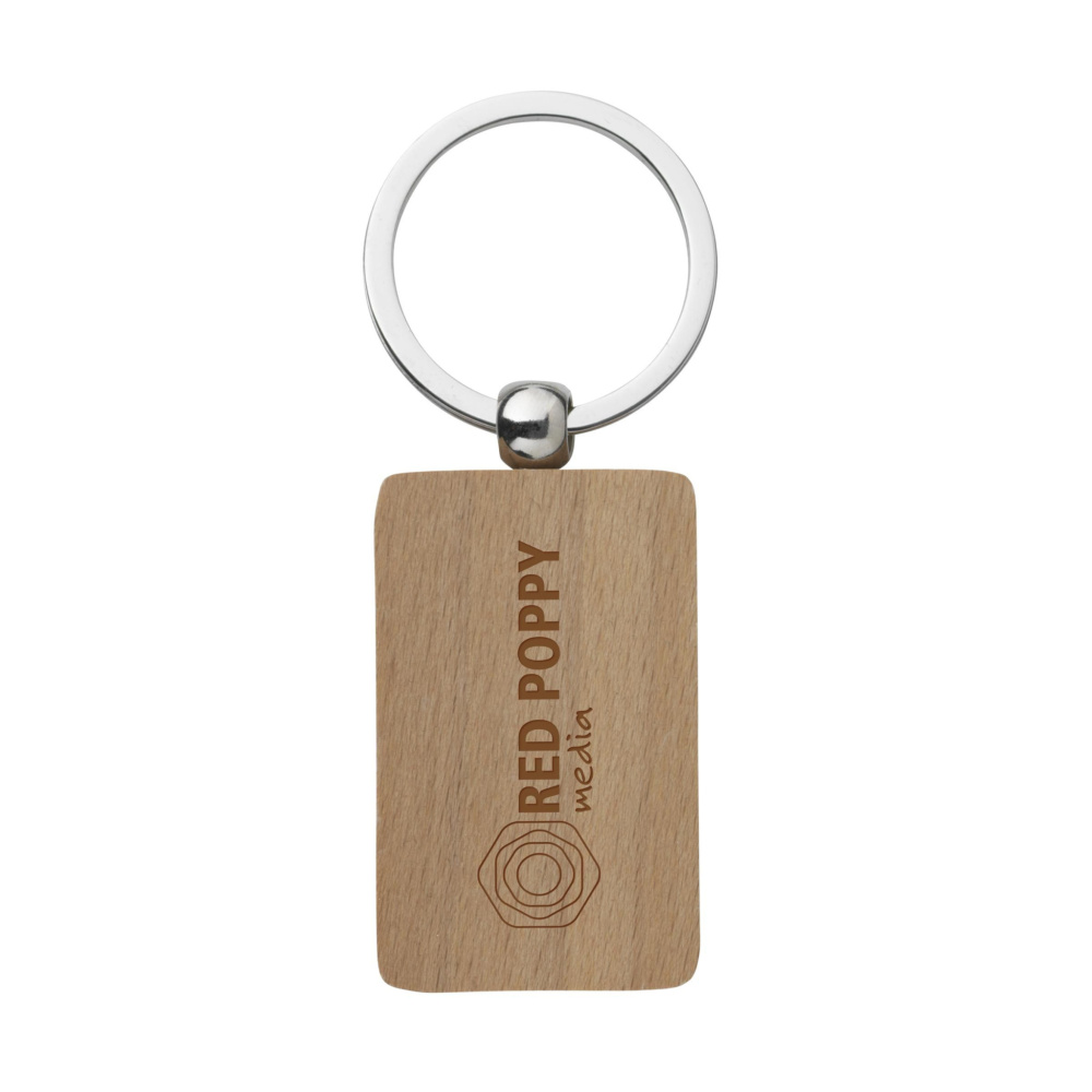 Logo trade promotional item photo of: WoodKey Rectangle keychain