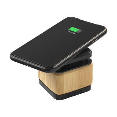 Logotrade advertising product image of: Bamboo Block Speaker with wireless charger