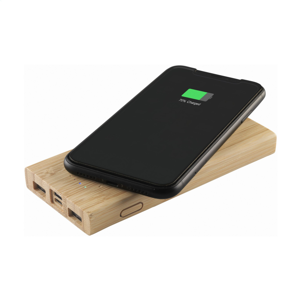 Logo trade corporate gifts picture of: Bamboo 8000 Wireless Powerbank wireless charger