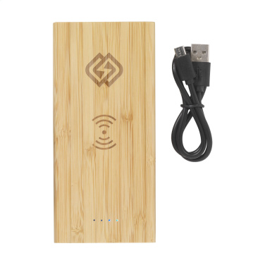 Logo trade business gift photo of: Bamboo 8000 Wireless Powerbank wireless charger