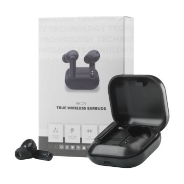 Logo trade promotional gifts image of: Aron TWS Wireless Earbuds in Charging Case